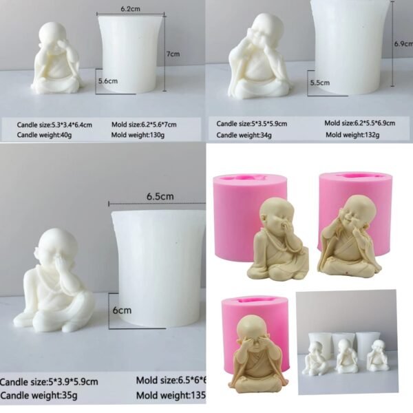 3PC SET MONK BUDHHA MOULD