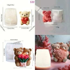 4pc bear mould candle mold rkg 280 330 103 104