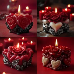 4pc candle mould set heart mold rkg 412 413 414 415