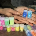 12 pc colour flakes mini bottles for decoration